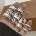 thumbnail image 1 of 925 anillos de plata esterlina para mujer pareja minimalista hecho a mano Simple brillante Inter anillo conjunto joyería de fiesta regalo prevenir alergias, 1 of 2