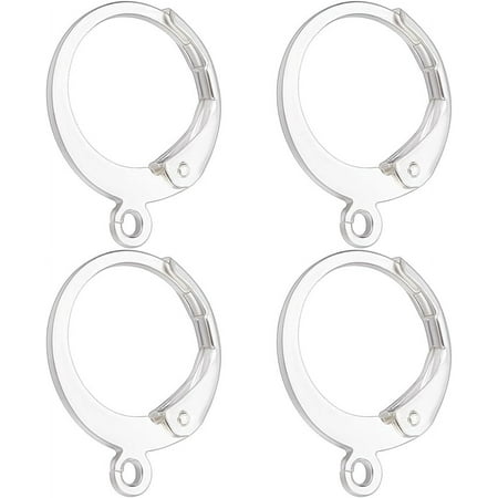 1Set 100Pcs 304 Stainless Steel Leverback Earring Findings with Loop 925 Sterling Silver Plated 14x12x2mm Hole: 1.2mm Pin: 0.6x1mm
