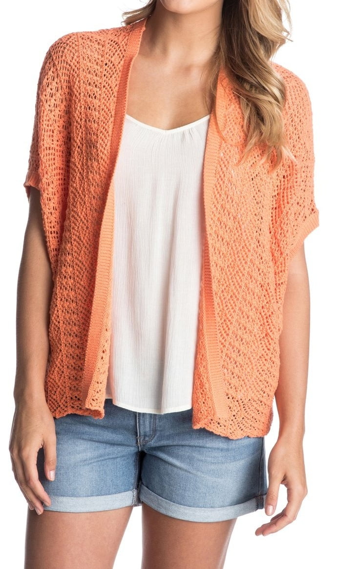 orange open front cardigan