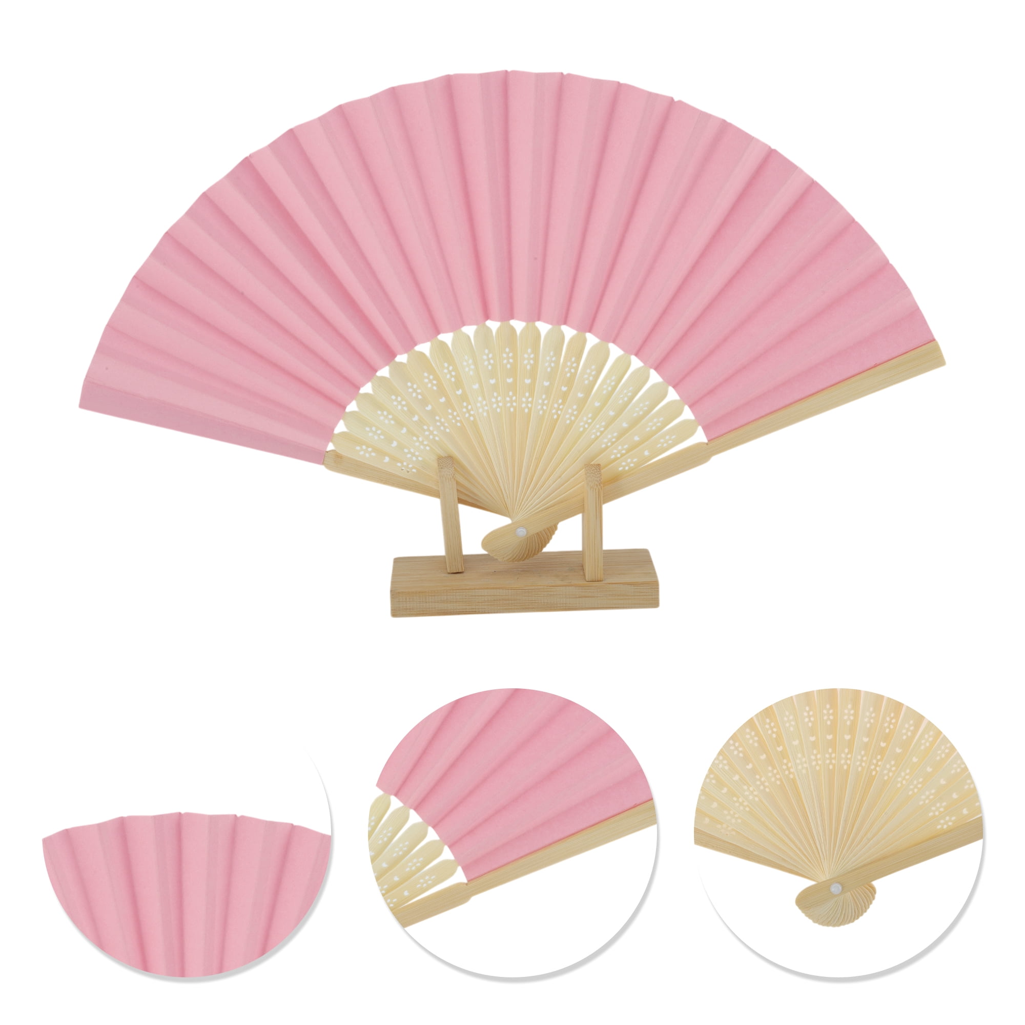 Unique Bargains Portable DIY 7-Inch Blank Folding Fan 1 Pc Pink