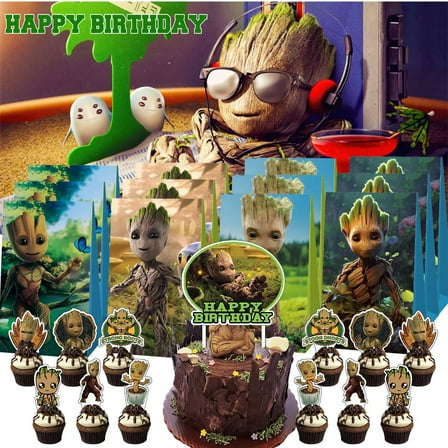 I am Groot Treat Bags Candy Decorations Party Favor Supplies Birthday Cake Topper Backdrop Banner