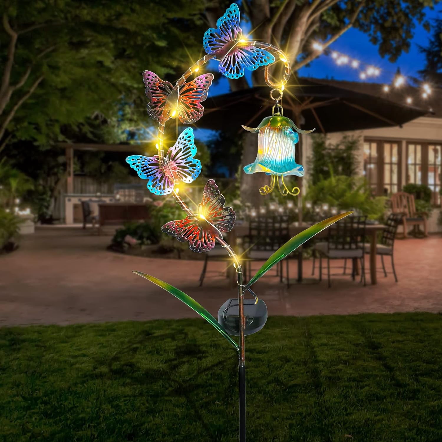 Outdoor Solar Lights Stake Garden Decorative ,Butterfly Solar Garden Lantern Lights Metal Butterfly Decorative Landscape Path Lights Solar Pathway Lights for Garden, Lawn, Patio, Yard Decor