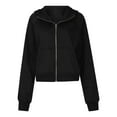 thumbnail image 6 of "Womens' Zippered Pocket Hoodie Sporty & Stylish Loose Fit Gym Sweatshirt For Fitness & Leisure" Unforgotten Coat Womens Cold Weather Coats down Jacket Women Warm Hooded Vest Heavy Jackets Puffy Coats, 6 of 7