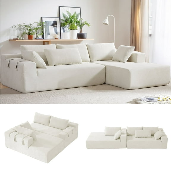 108" Modular Sectional Sofa with Right Chaise, Oversized and Deep Seat Couch