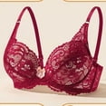 thumbnail image 4 of Iugvhana Women's Lace Bras Push-Up No Underwire Bra Wireless Adjustable Strap Lifting Up Bras Full Coverage Breathable Everyday Bra Wine XXL, 4 of 9
