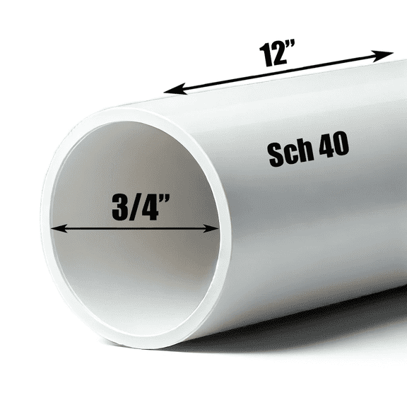 Schedule 40 PVC Pipe - Cut to Custom Length (3/4" x 1')