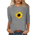 thumbnail image 2 of Fiudx Ofertas Del Día Camiseta Estampada a La Moda para Mujer, Blusa de Mangas 3/4, Tops Informales con Cuello Redondo, 2 of 4