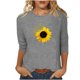 thumbnail image 1 of Camisetas Casuales de las Mujeres de Moda Impresa 3/4 Mangas Blusa Cuello Redondo para el Hogar Y Diario, 1 of 4