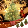 thumbnail image 7 of Christmas Tree Decorations, Miniature Artificial Tree Ornaments, Small Festive Decor for Home Tabletop or Gift Giving, Set of Battery Powered LED Trees, 7 of 7