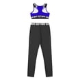 thumbnail image 5 of ZDHOOR Kids Girls 2Pcs Dance Sports Outfit Crop Top with Athletic Jogging Leggings Yoga Suit Set Sapphire 14, 5 of 6