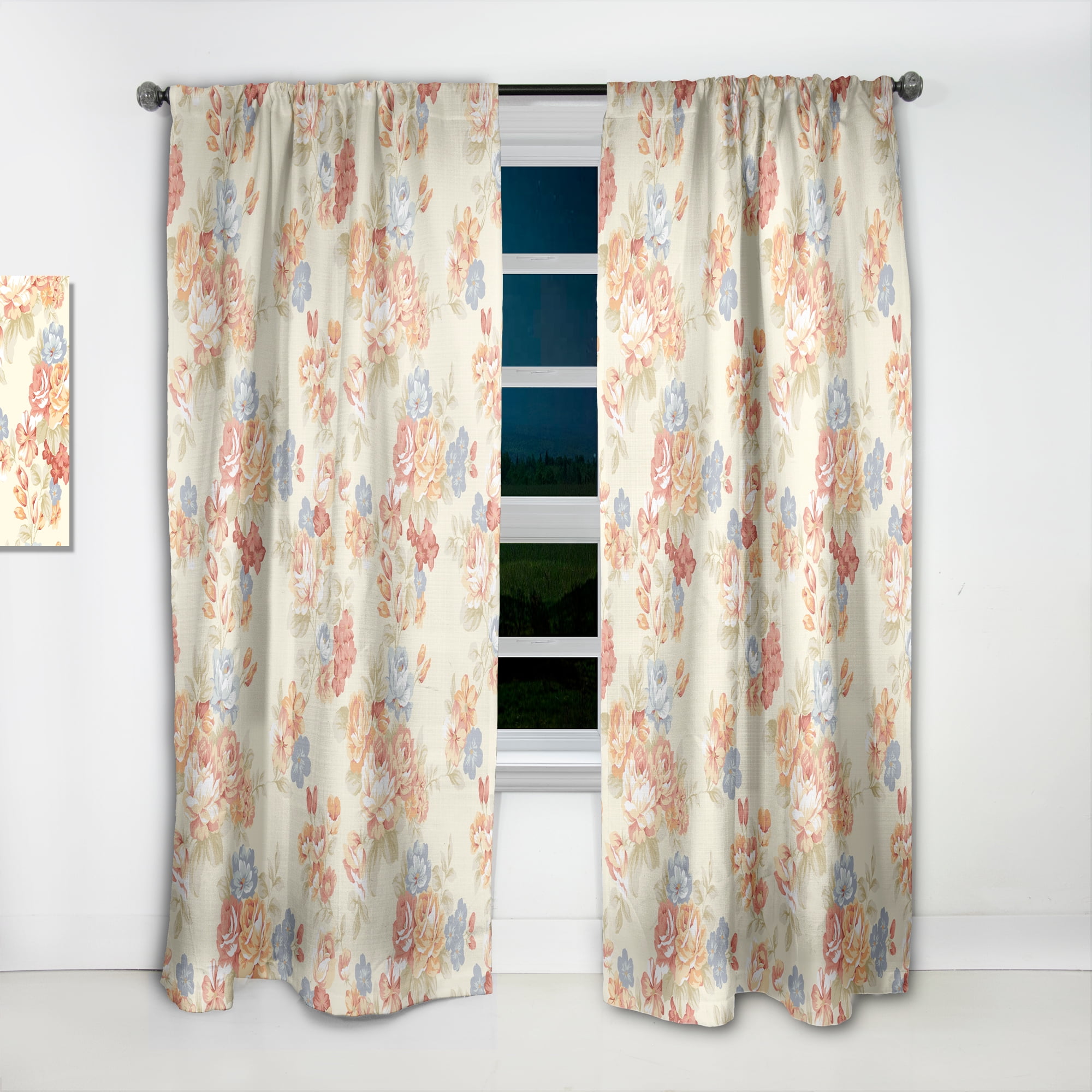 Designart 'Blossom Pink XXVIII' Floral Curtain Panel