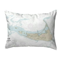 Betsy Drake Interiors Nantucket Island, MA Nautical Map Noncorded Indoor/Outdoor Pillow 11x14