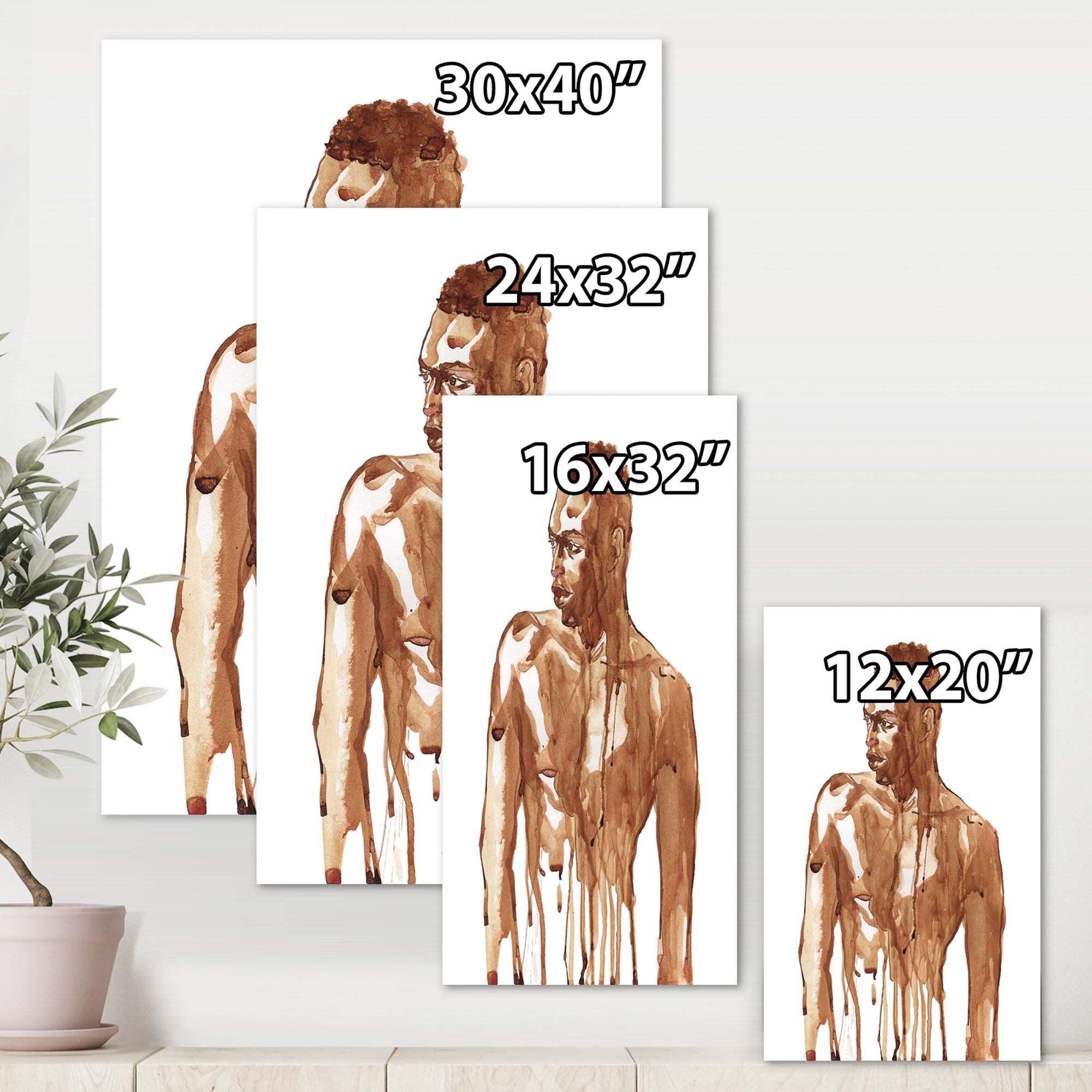 Designart ' Portrait of Handsome African Man On White II ' Modern Canvas Wall Art Print