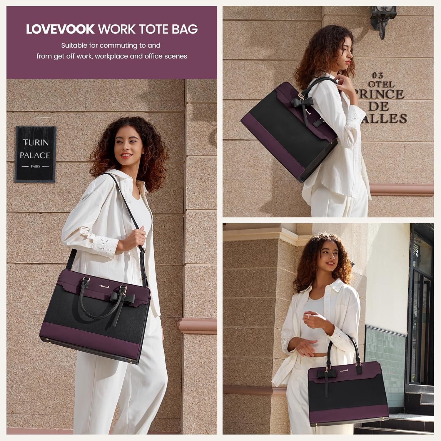 LOVEVOOK Laptop Tote Bag for Women,Leather Work Bag, Waterproof Business Teacher Bag,Large Computer Handbag Purse Briefcase,Office Gifts for Women