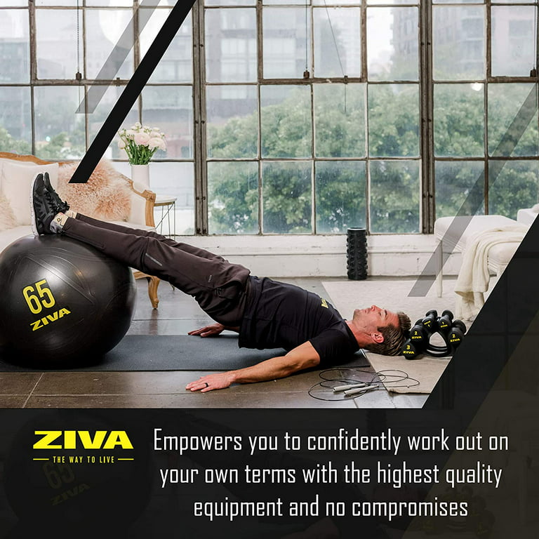 ZIVA Anti Burst Core Fitness Exercise Ball - Professional Grade Slip  Resistant Yoga Ball for Stability Balance - Includes Hand Pump, Multiple  Sizes