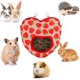 thumbnail image 1 of Bolsa de comedero colgante, bolsa de comedero para animales pequeños, comedero de heno para conejos, comedero de heno para cobayas, para conejo, hámster, chinchilla, cobaya (fresa) ER, 1 of 5