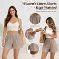 thumbnail image 2 of SWQZVT Women's Linen Shorts High Waisted Drawstring Elastic Waist Lounge Shorts with Pockets Summer Casual Beach Vacation Shorts, 2 of 6