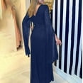 thumbnail image 6 of Lovskoo Wedding Guest Dresses for Women Evening Gown Casual Loose Print Long-Sleeved Trendy Button Cocktail Dresses 2023 Dark Blue, 6 of 6