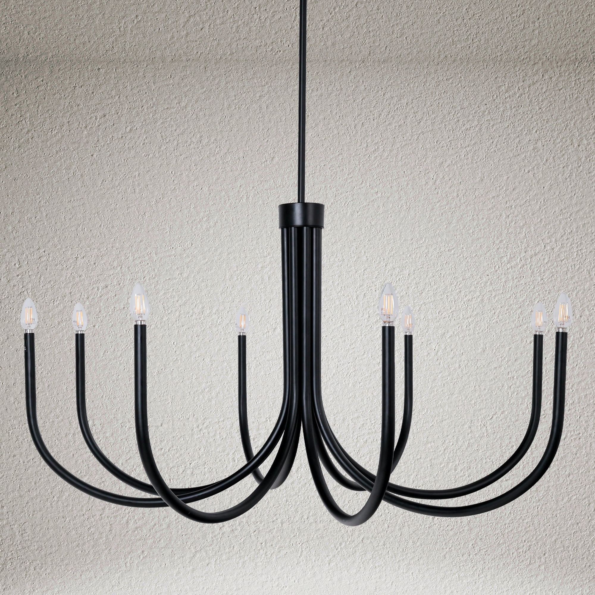 LNC Bohonicist 8 -Light Matte Black Bare bulb Metal Chandelier