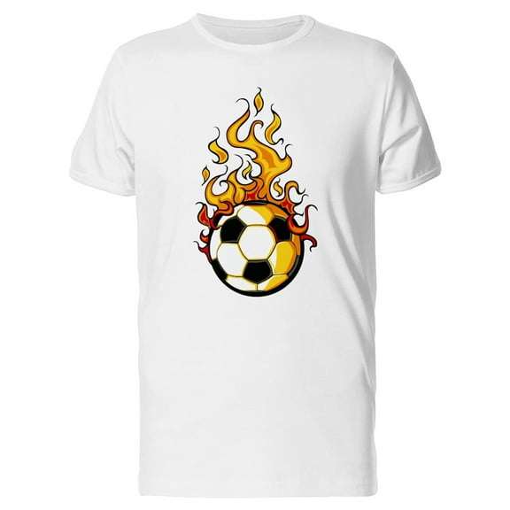 Soccer Ball On Fire Cartoon T-Shirt Men -Image by Shutterstock, Male Small