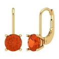 thumbnail image 2 of 2 Ct Round Cut Drop Dangle Red Crystal 18K Yellow Solid Gold Everyday Dainty Earrings Lever Back, 2 of 7