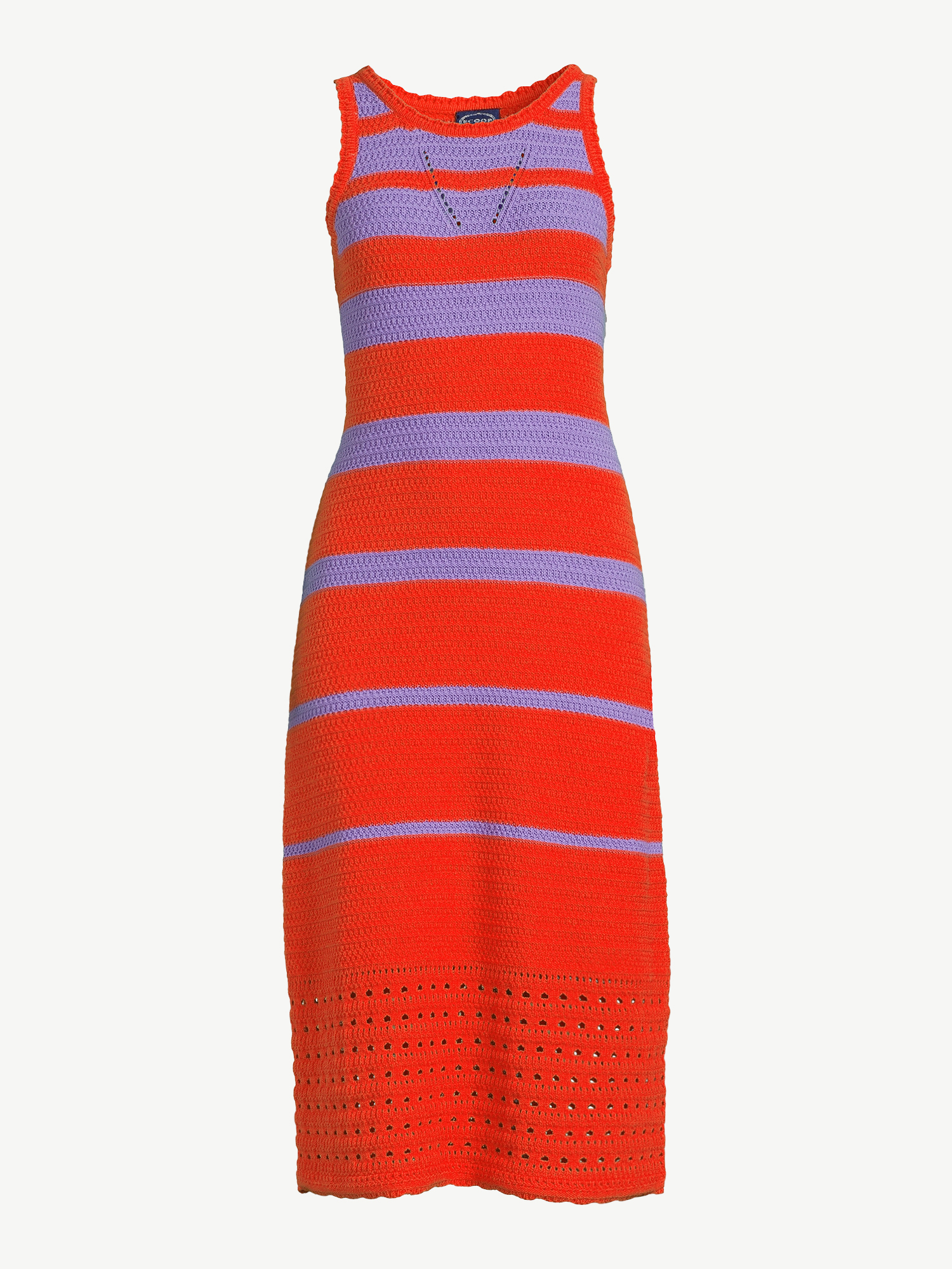 Scoop Women’s Striped Crochet Dress, Mid-Calf Length - image 2 of 4