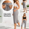 thumbnail image 2 of cocolona Womens Summer Swim Beach Capri Pants Elastic Waist Drawstring Split Swimsuit Pants with Zipper Pocket, 2 of 5