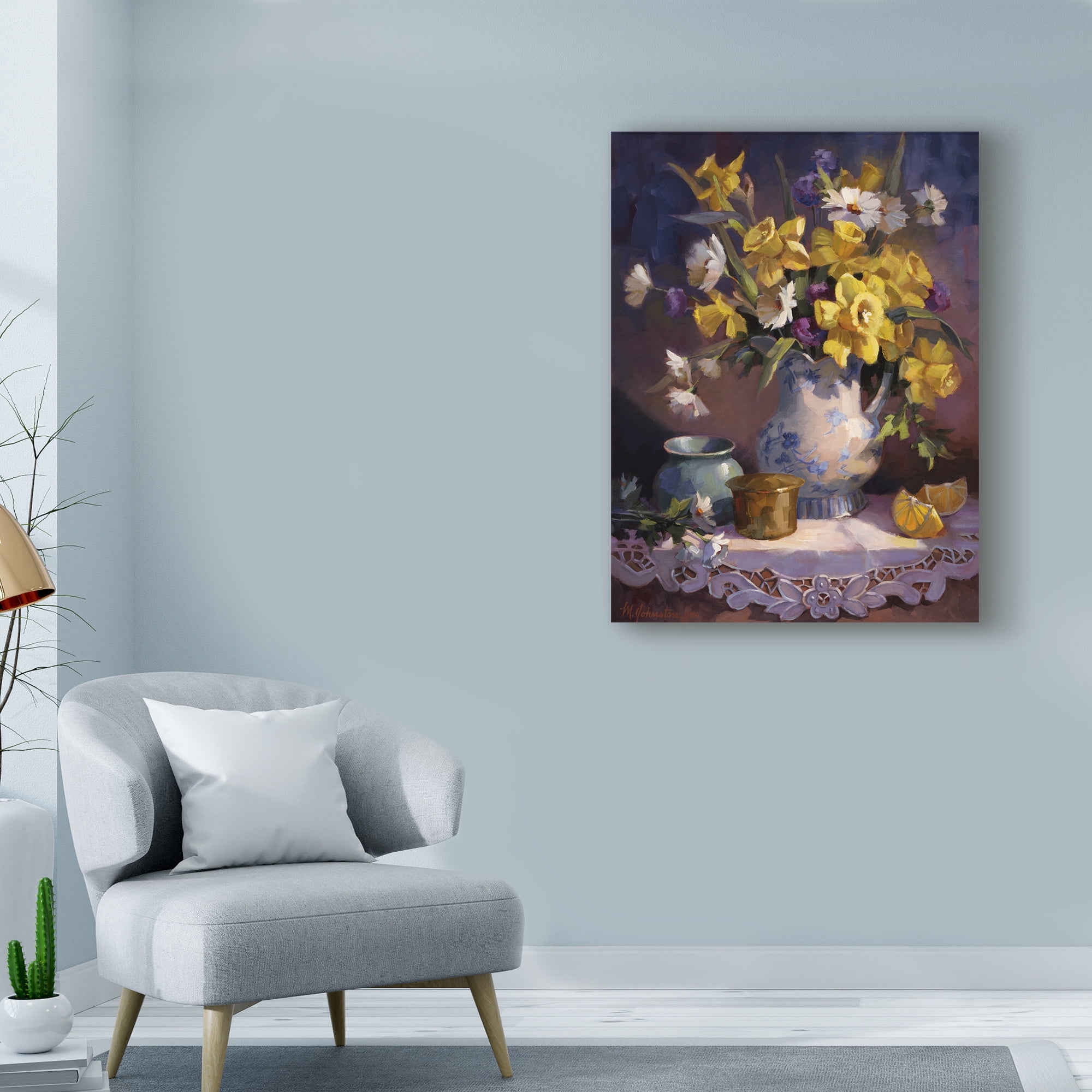 Trademark Fine Art 'Daffodils and Lace' Canvas Art by Maxine Johnston
