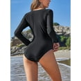thumbnail image 7 of Charmo V Neck Rash Guard for Women One Piece Bathing Suits Tummy Control Long Sleeves Monikini Swimsuit, 7 of 7