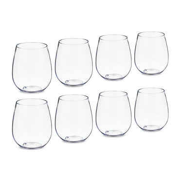 Clear Plastic Wine Glasses, 18.3 fl oz, 8 Pieces, by Way To Celebrate