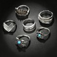 thumbnail image 2 of 6pcs Vintage Ring Set Bohemia Leaf Arrow V Style Finger Rings Statement Jewelry, 2 of 9