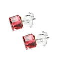 thumbnail image 3 of 3.5 mm Orange-Red Crystal Cube .925 Sterling Silver Stud Earrings, 3 of 4