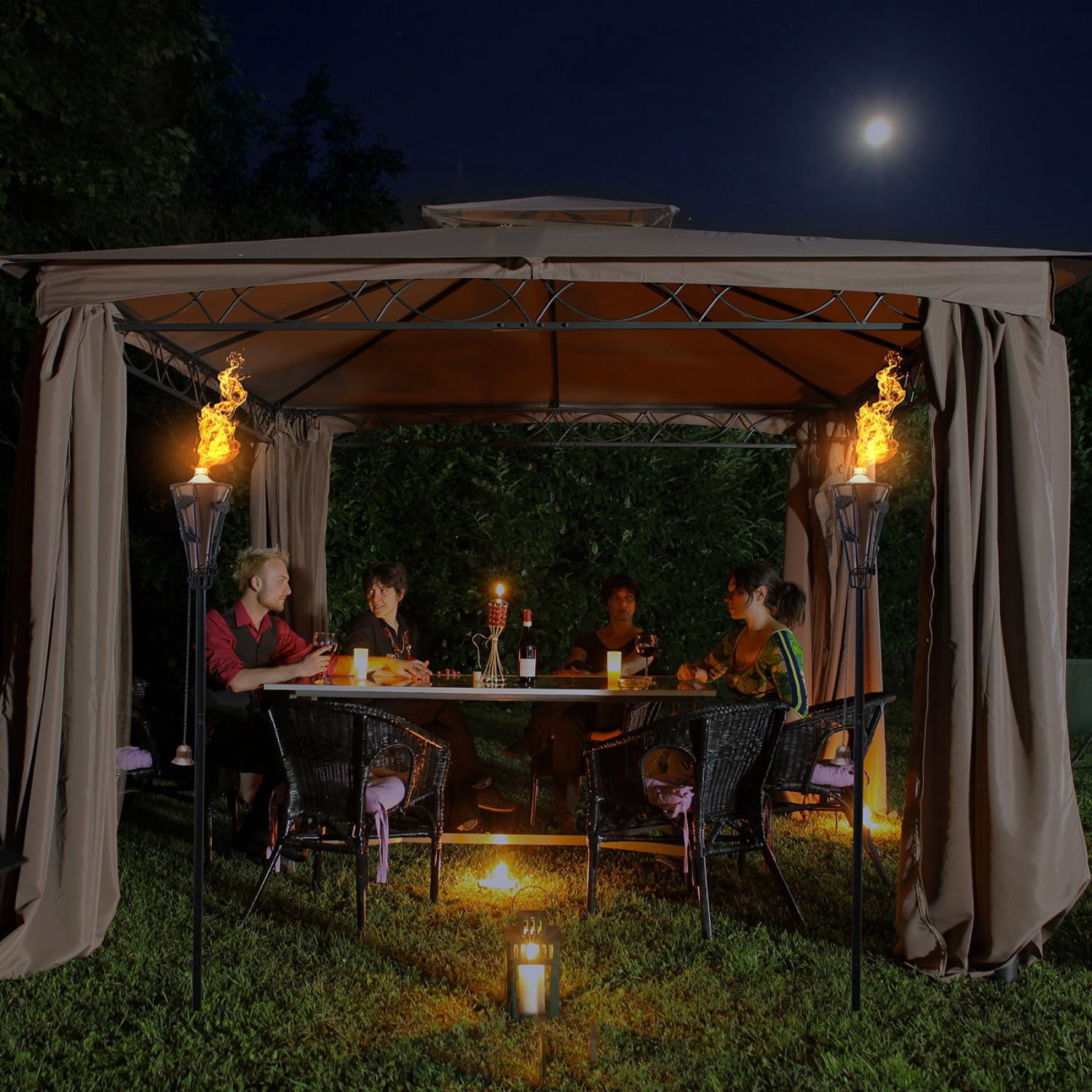 Matney Outdoor Metal Patio Torches 60 Inch, 2 Pack, Bronze with Fiberglass Wick & Snuffer Cap