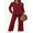 Burgundy, variant on MOSHU Two Piece Sets for Women Casual Fall Outfits Sets Slit Side Stiching Tops and Wide Leg Pants with Pockets Trendy Cozy Tracksuits