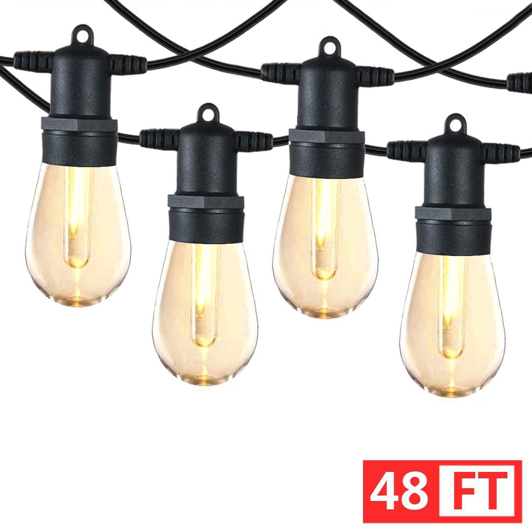 48 Feet Ambience Outdoor Commercial Industrial Strenght String Deck Patio Lights 