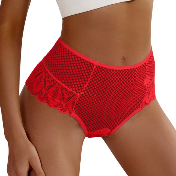 Panties for Women,Crochet Lace Up Hollow Out Panty Elegant Comfortable Underwear,Womens Underwear,Red,XL