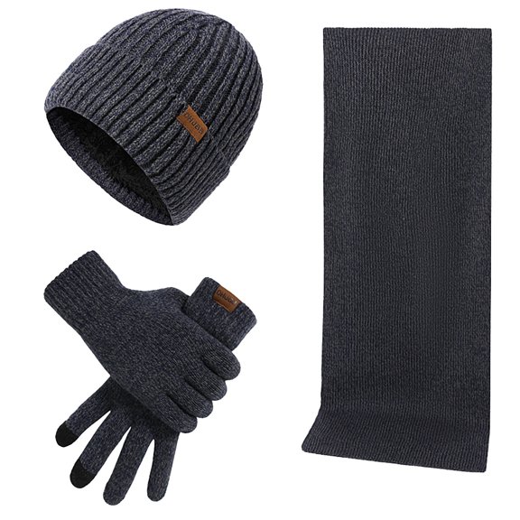 Aoochasliy Winter Scarfs Three Pieces of Warm Autumn and Winter Suit Mixed Color Knitted Woolen Thick Hats, Scarves and Gloves