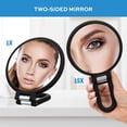 thumbnail image 3 of Espejo de Mano Premium con Aumento 1X/15X, Mango Plegable Ajustable - Ideal para Maquillaje y Viaje, Color Negro, 3 of 6