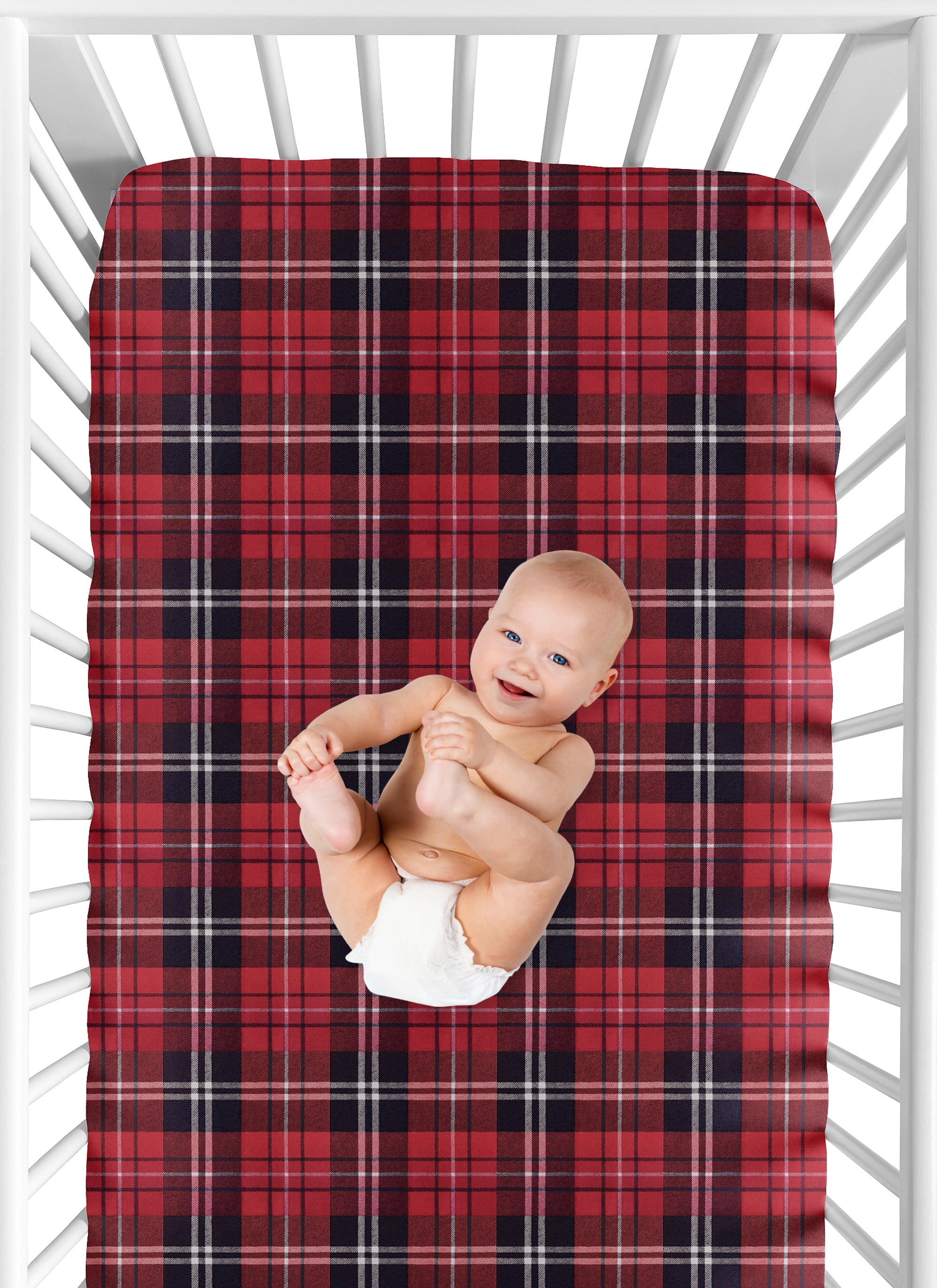 Sweet Jojo Designs Rustic Patch Red and Black Fitted Crib Sheet