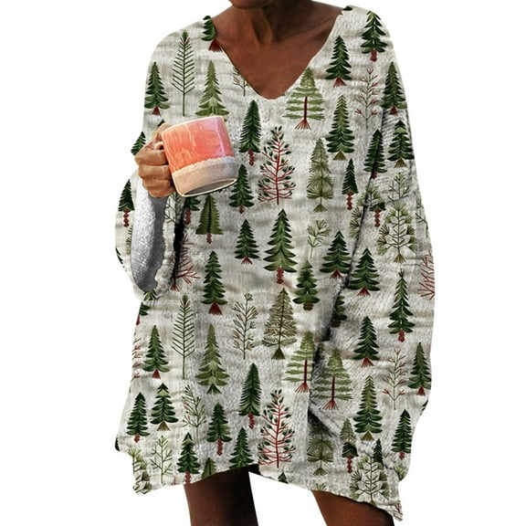 Lenpel Christmas Sweaters for Women Plus Size V Neck Long Sleeve Graphic Pullover Tops Loose Casual Sweatshirts
