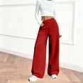 thumbnail image 6 of cocolona Womens High Waisted Wide Leg Pants Elastic Waist Drawstring Baggy Sweatpants Fashion Solid Color Trousers, 6 of 7