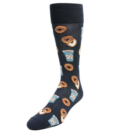 MeMoi Bagel Shop Crew Socks | Men's Unique & Cool Novelty Socks One Size 10-13 / Navy Blazer MMF