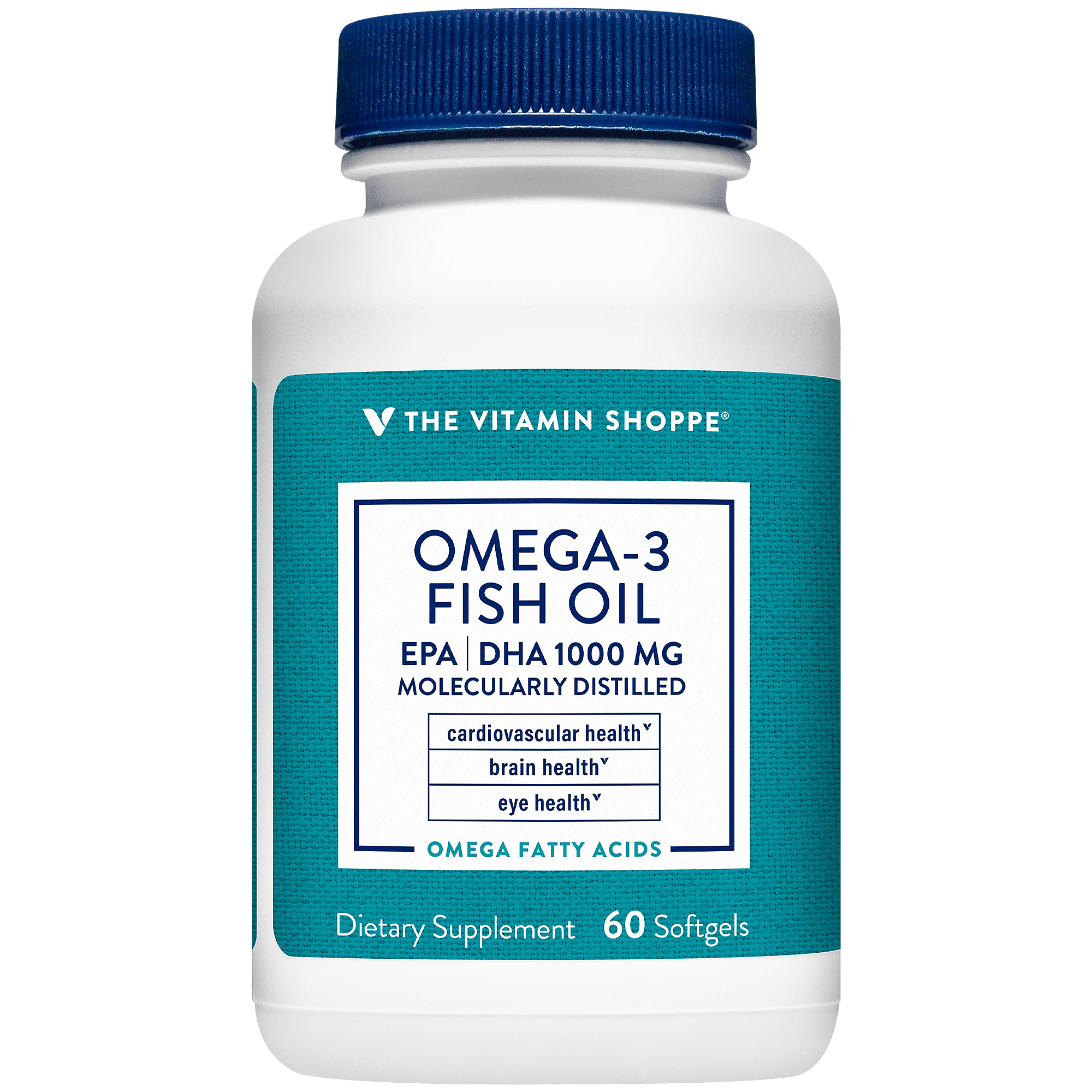 The Vitamin Shoppe Omega 3 Fish Oil 1,000MG, EPA 300mg DHA 200mg, Purity Assured, Molecularly Distilled to Support Cardiovascular, Joint and Brain Health Citrus (60 Softgels)