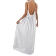 thumbnail image 4 of Women's Summer Open Back Striped Maxi Dress Spaghetti Strap Sleeveless Loose Flowy Long Sundress for Beach Vacation Daily Outfits Gibobby,XXL,White, 4 of 9