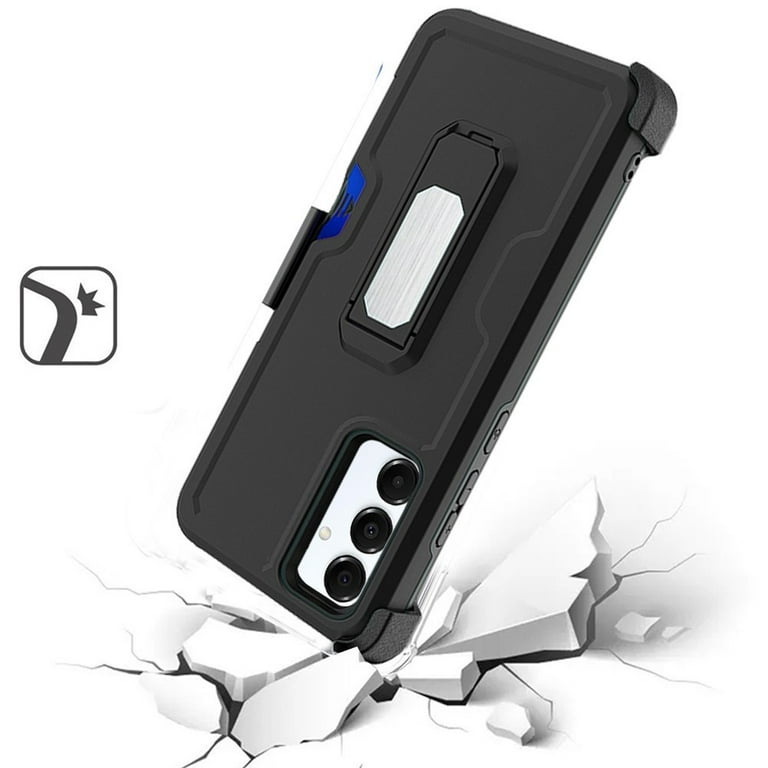 For Pinwheel Plus 5 Card Holster Kickstand Hybrid Cover Cell Phone Case + Tempered Glass - Card Holster Black For Pinwheel Plus 5 Card Holster Kickstand Hybrid Cover Cell Phone Case + Tempered Glass - Card Holster Black