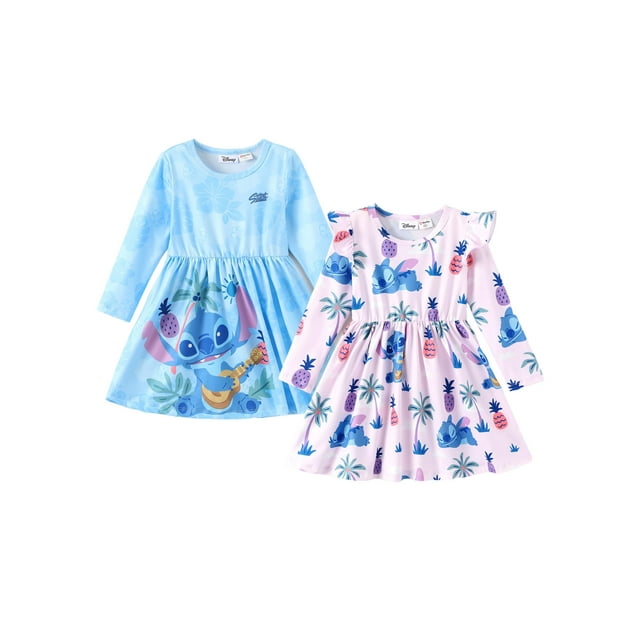 Vestido Disney Stitch para niña pequeña, paquete de 2 unidades, azul degradado y morado, 5-6 años