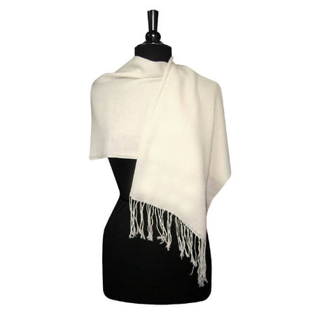 Biagio 100% Wool Pashmina Solid Scarf CREAM Color Women's Shawl...