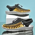 thumbnail image 4 of men's sandals lightweight breathable woven outdoor beach casual men's sandals are fashionable Gray Yellow, 4 of 5