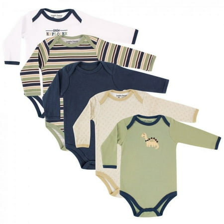UPC: 0660168380569 | Luvable Friends Baby Boy Cotton Long-Sleeve Bodysuits 5pk  Dinosaur  0-3 Months