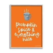 Stupell Industries Pumpkin Spice Steaming Coffee Mug Fall Calligraphy Graphic Art Gray Framed Art Print Wall Art, Design by Cecily Moore